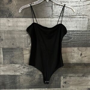 Windsor Black Straight Neck Spaghetti Strap Bodysuit